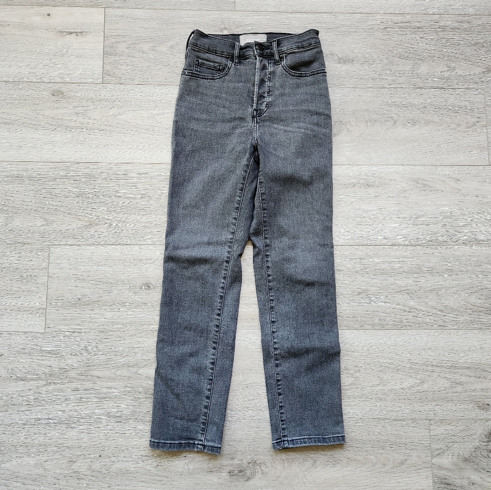 Everlane Black High Rise Slim Straight Jeans Womens 25 Ankle